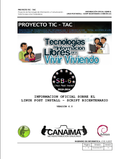 Información Oficial sobre el Linux Post Install - Script Bicentenario 6