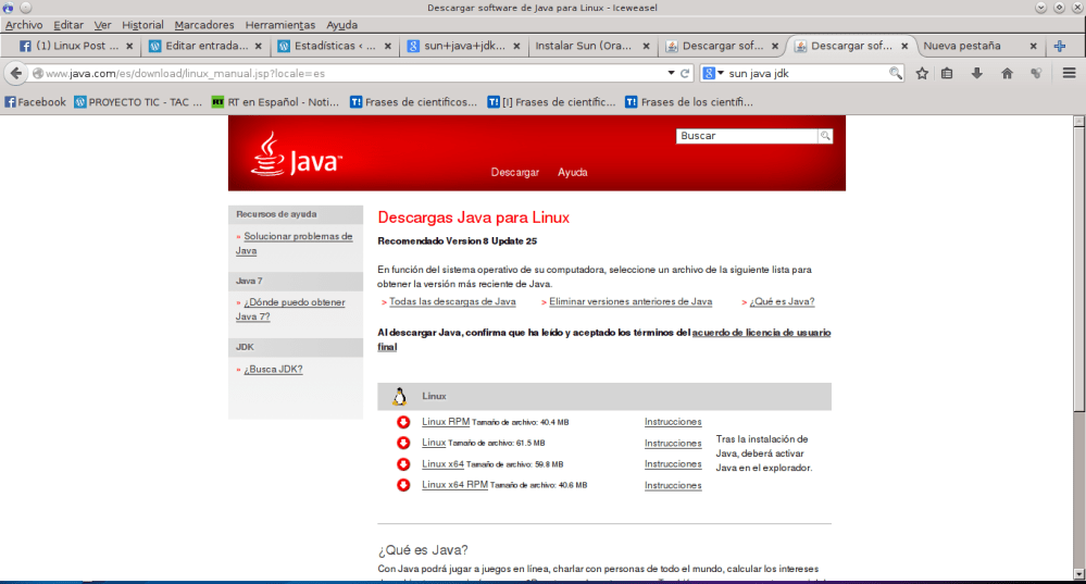 Descargar software de Java para Linux - Iceweasel_039