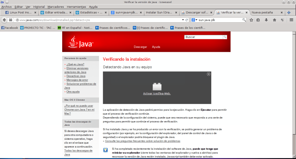 Verificar la versión de Java - Iceweasel_033