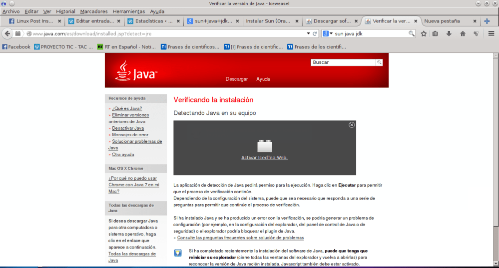 Verificar la versión de Java - Iceweasel_034
