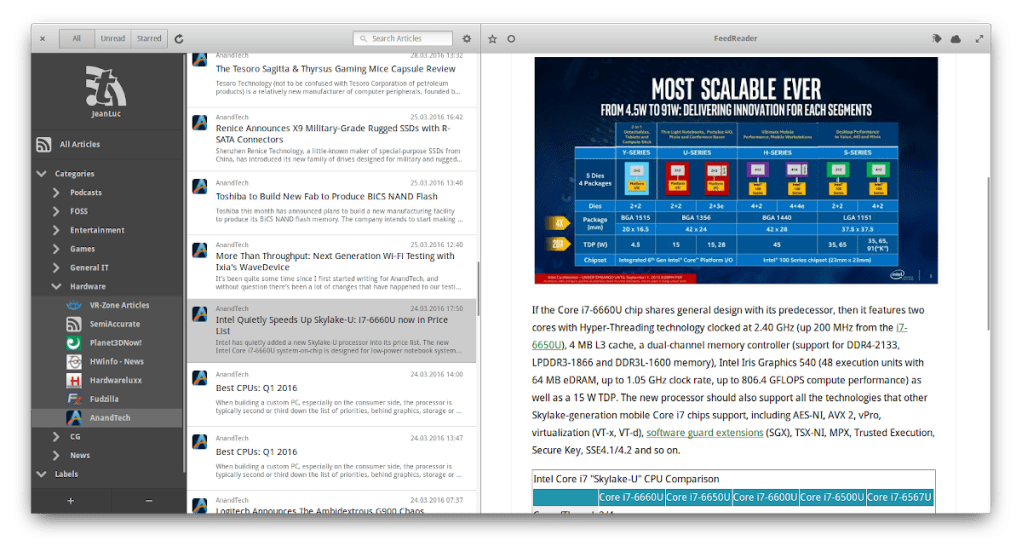 FeedReader: Excelente gestor de escritorio para los RSS de nuestras webs favoritas.