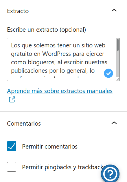 Redacción SEO: Extracto y Comentarios - Parte 1